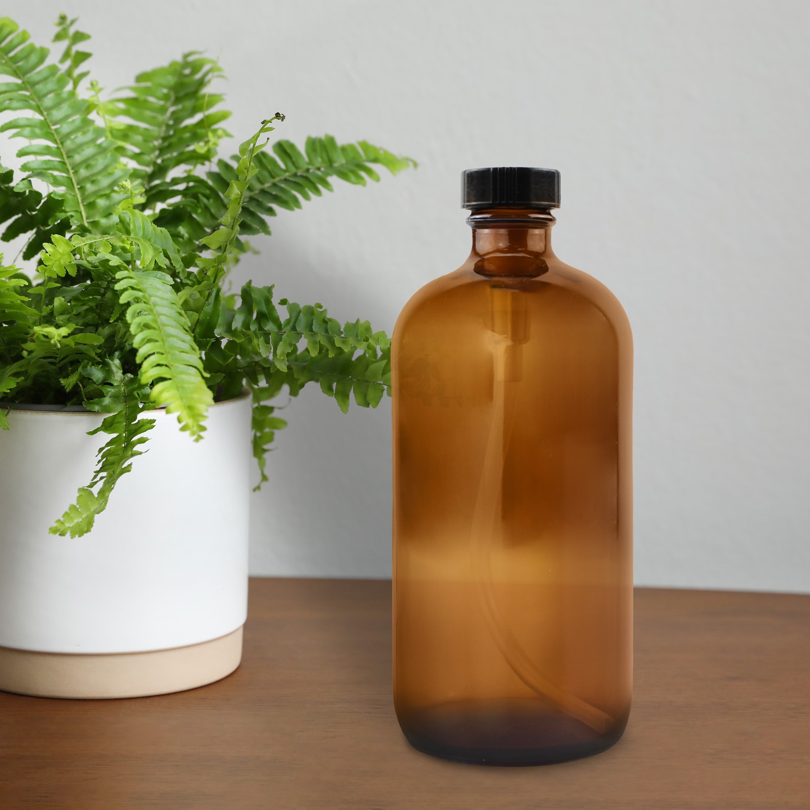 16oz Amber Glass Bottles w/ Reusable Chalk Labels and Caps/Lids 2pk