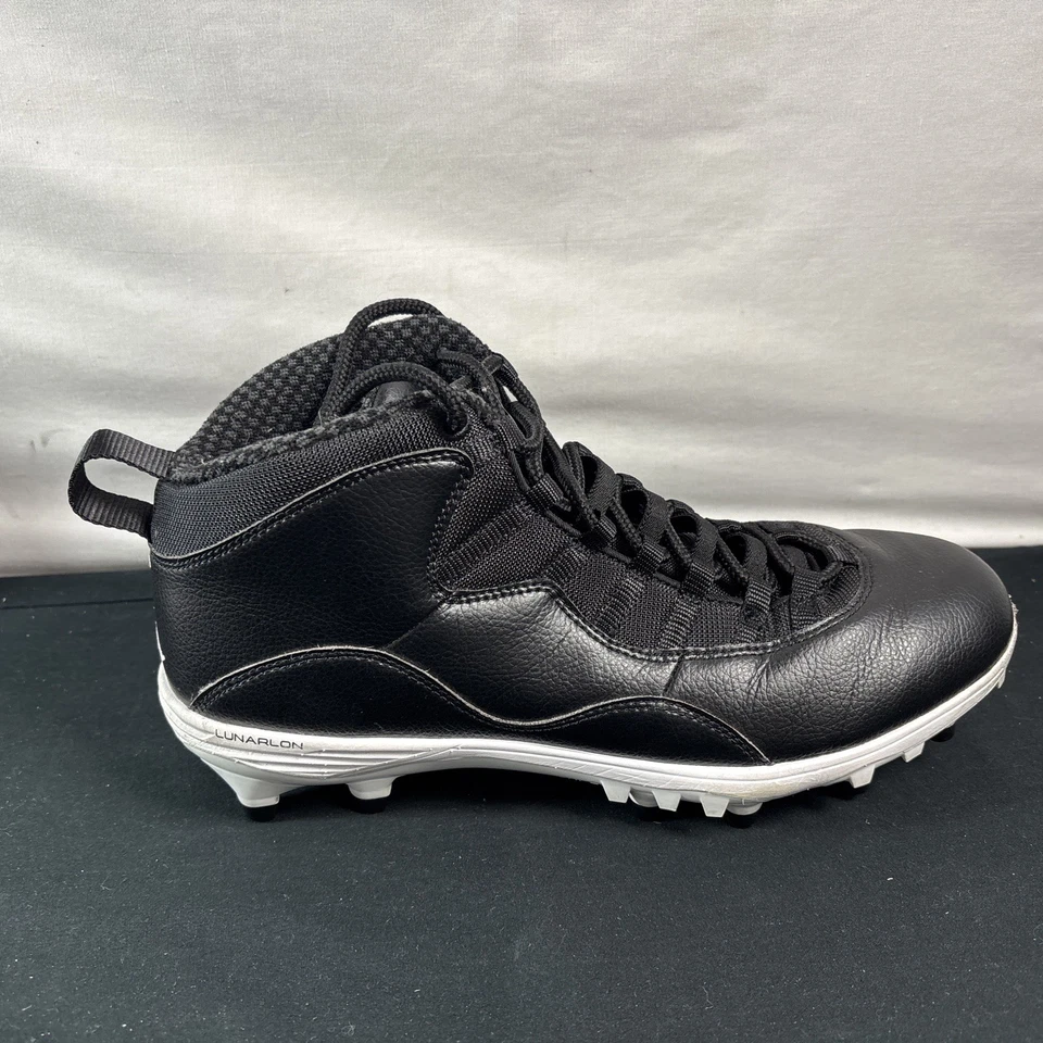 Nike Air Jordan 10 TD Mid Black White Football Cleats CQ2073-001 Men’s Size 11 - Image 2 of 4