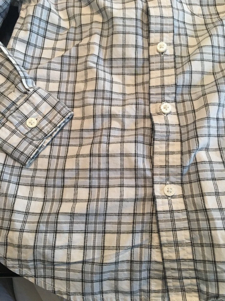 Рубашка JANIE AND JACK для мальчиков размер 6 белая синяя клетчатая на пуговицах спереди б/у в отличном состоянии - Изображение 3 из 4