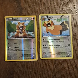Bidoof Bibarel 107 116/160 XY & Primal Clash Reverse Pokemon Cards NM 2014 2015