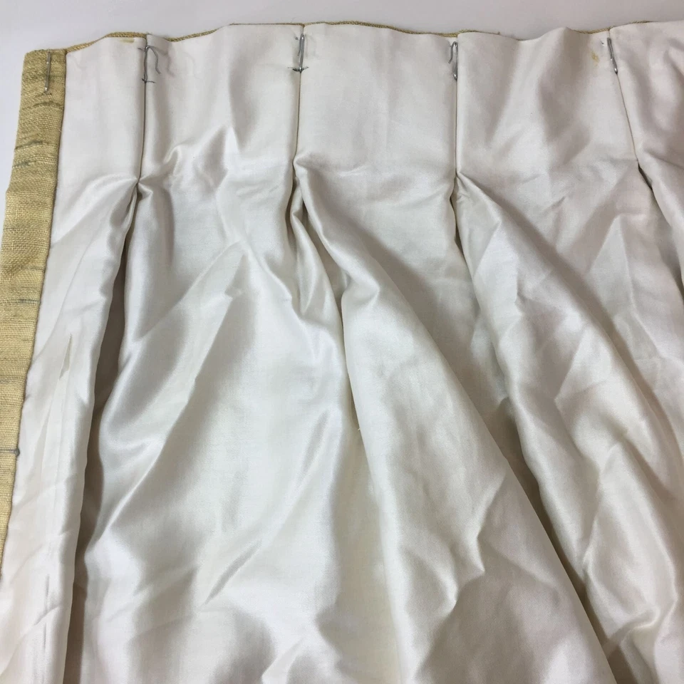 Vintage 1950s Drapes Curtains Weighted Corners Woven Lined Yellow Green 46"x44" - Image 4 of 4