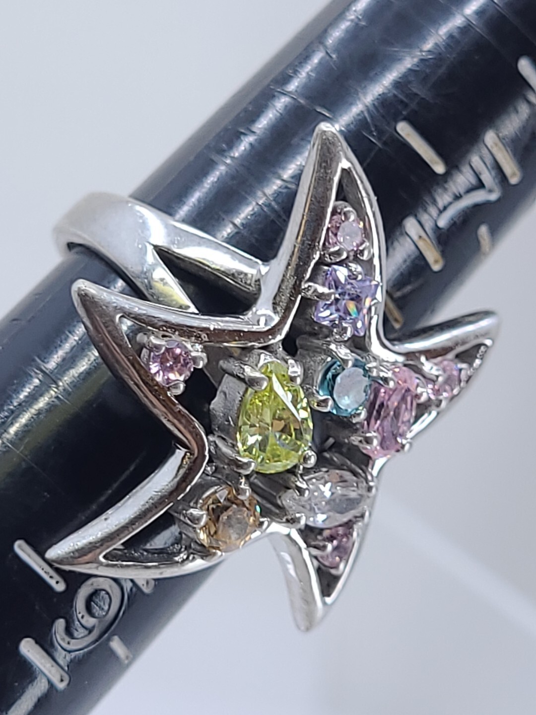 Large Star Statement Sterling Silver 925 Multi-Ge… - image 10