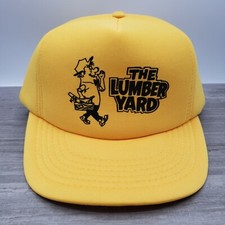 Vintage The Lumber Yard Adjustable Yellow Snapback Trucker Hat Cap