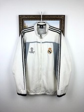 Vintage Adidas Real Madrid Football Jacket Soccer Track Top Mens White Size M