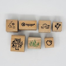 Lot of 7 Artsy Plant Rubber Stamps - Rose Tulip Tree Flower - Annette Watkins