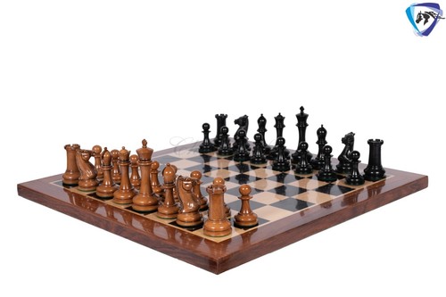 1849 Reproduced Morphy Cooke Chess Pieces 4.4" - Antique distressed & Ebony wood - Picture 5 of 10