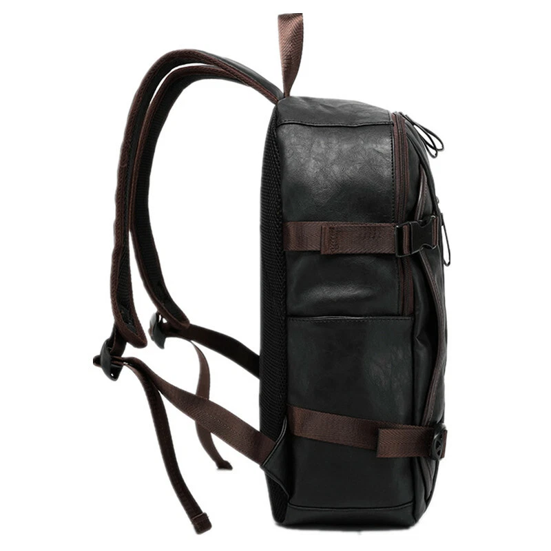 Mochila escolar vintage para hombre Cartera de viaje Cuero PU Bolso para computadora portátil Mochila Foto 4 de 4