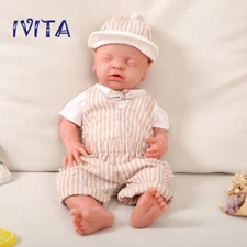 IVITA 18'' Reborn Baby Dolls Full Body Silicone Handmade Sleeping Boy Doll Gifts