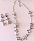 Handmade Blue Bead Crystal Butterfly Fluorite Necklace and Earrings