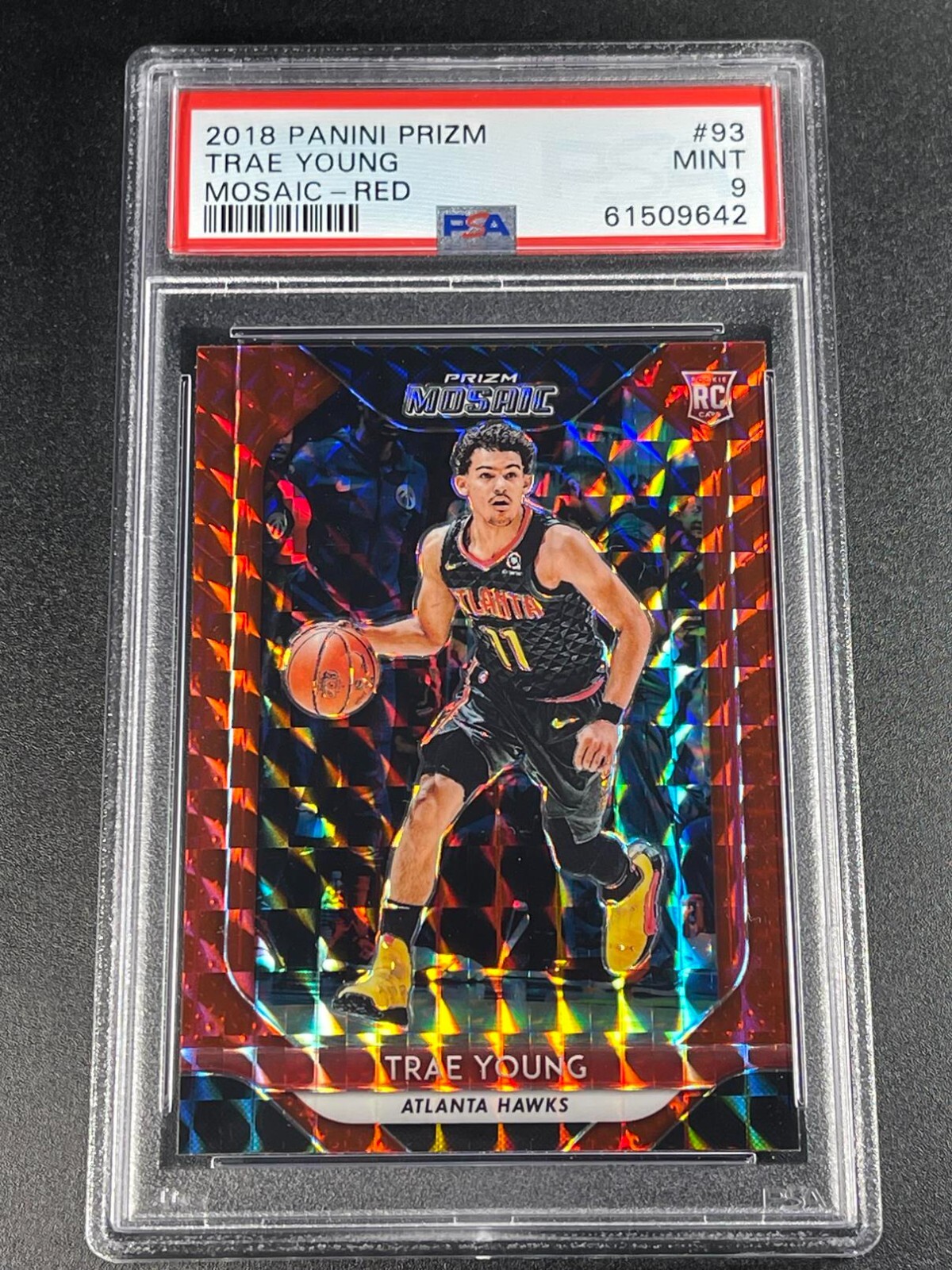TRAE YOUNG 2018 PANINI PRIZM #93 MOSAIC RED PARALLEL ROOKIE RC PSA 9 HAWKS NBA