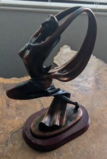 Herco Bronze Tone Dancing Girl Figurine Art Deco/Nouveau Style 11.75"