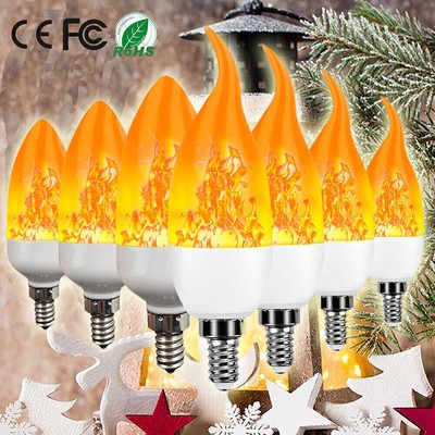 LED E14 E12 Licht Fackel Feuer Lampe Flammen Effekt Glühbirne Flacker Birne 5W