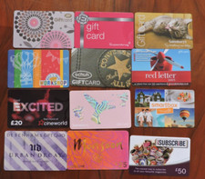 BARGAIN BUNDLE OF 12 ASSORTED UK GIFT CARDS. COLLECTORS ITEM. NO VALUE. LOT 21