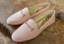 SAM EDELMAN WOMEN'S LORAINE LOAFER PINK METALLIC LINEN SIZE 6.5 NEW IN BOX