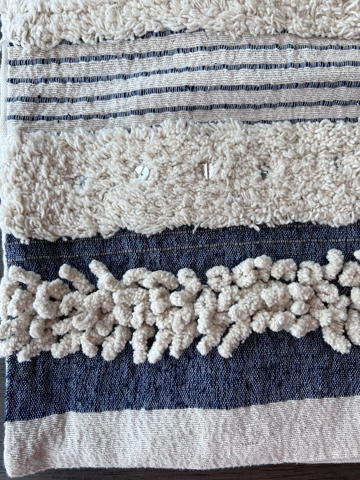 Surya Cotton/Polyester Pillow Cover Textured Blue White Denim Stripes 20x20 NWOT - Image 2 of 4