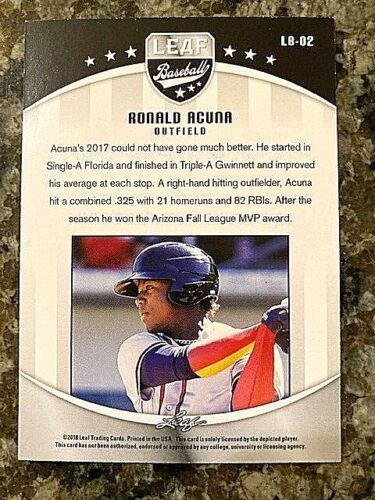 2018 Leaf Baseball Ronald Acuna Jr (Scarce-Numbered #10/10) See Description - Picture 2 of 2