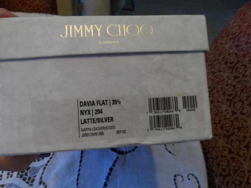 Jimmy Choo White Leather "Davia" Ballet Flats w/Metal Silver Beading Size 9.5M - Image 3 of 4