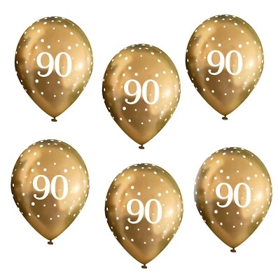 OAKTREE 90th Birthday Balloons Party Decorations Age 90 Classy Gold Party Latex Balloon