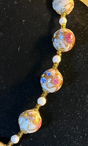 Antike venezianische Glas Hochzeitstorte Perlenkette Betäuberung! Rosa Blau Gold 20 Zoll - Bild 16 von 16