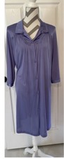 Vanity Fair Purple Robe Ladies Silky Nylon Knee Length Button Up Size M