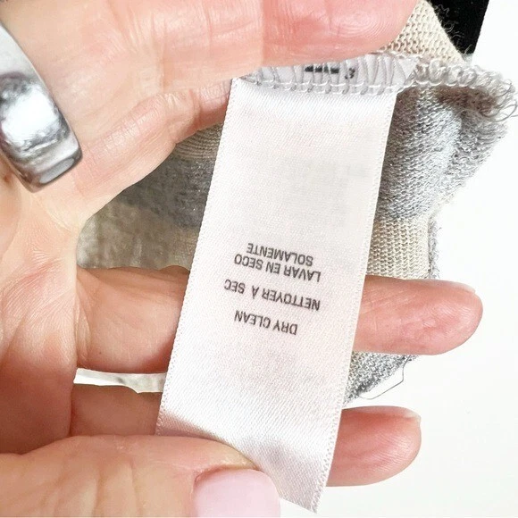 ESPLÉNDIDO JERSEY MANGA RAYAS NEGRO PLATEADO TOPO CAMISA MUJER XS Foto 3 de 4