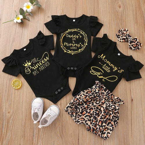 Newborn Kid Baby Girls Clothes Mommy's Little Girl Tops Ruffle Pants Outfits Set - Picture 1 of 9