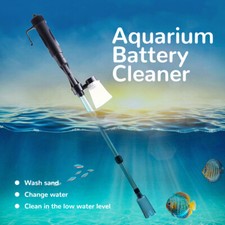 Fish Tank Cleaner Battery Syphon Change Pump Water Filter Aquarium Vacuum Gravel