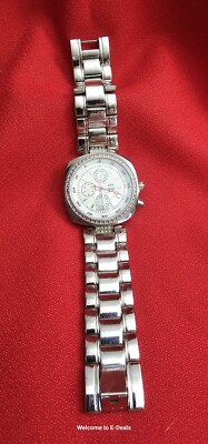 NY&C Chronograph Watch Womens Silver Tone Stainless Steel Classic Singapore Movt