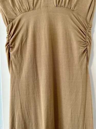 Anthropologie V Neck Midi Dress Roman Gold Bodycon Wedding Sz XXSP New W Flaws - Picture 8 of 17