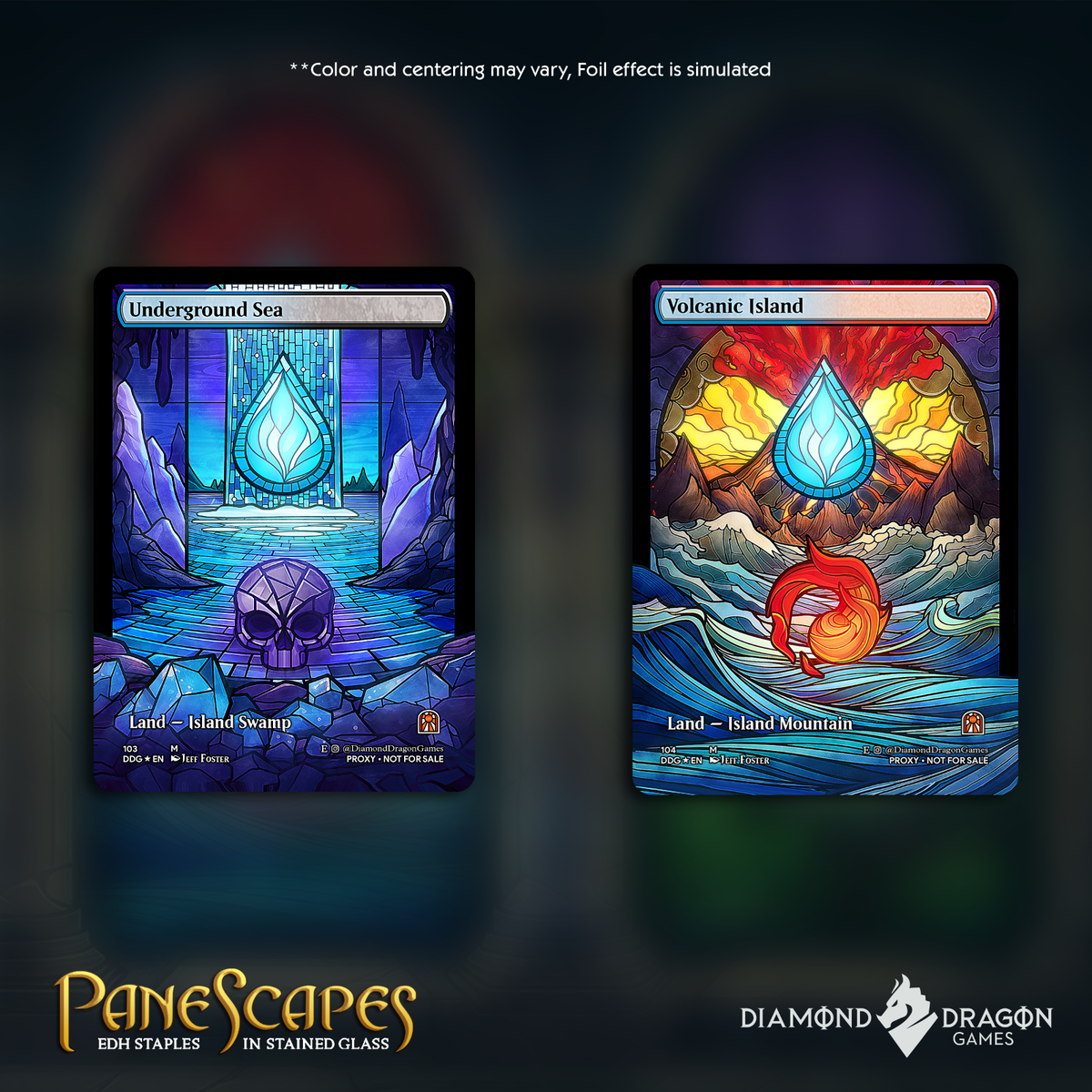 Extended Art Dual Land Commander Proxy Pack Stained Glass Proxies