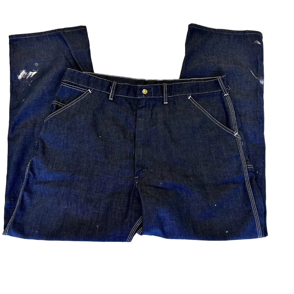 Pantalones de mezclilla de colección años 60 70 Sears para hombre CARPENTER azul índigo ROPA DE TRABAJO TRABAJO 40 Foto 3 de 4