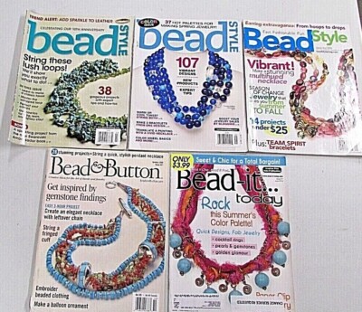 Lot 5 Magazines Bead & Button, Bead Style, Bead It 2002-2004-2013-2014-2015