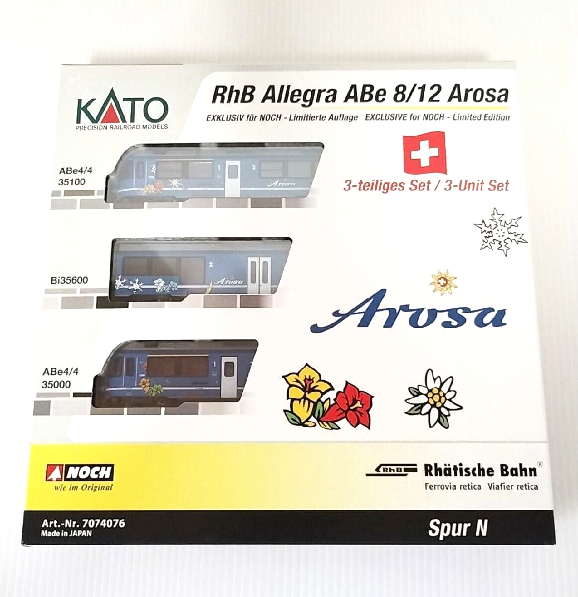 鉄道模型 KATO RhB Allegra ABe 8/12 Arosa 3500 74076 N *RhB Abe8/12 Allegra Arosa 3500 3 Car EMU VI - Train