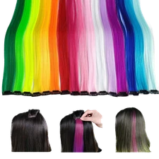 10PCS Multi-Colors Party Highlight Colorful Synthetic Clip In Hair Extensions US