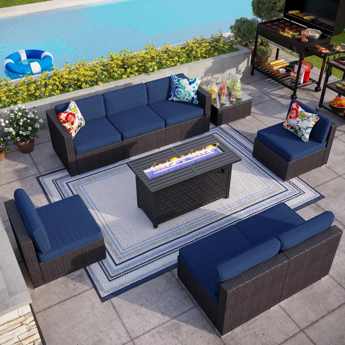 Better Homes Gardens Harbor City Patio Fire Pit Dining Table eBay