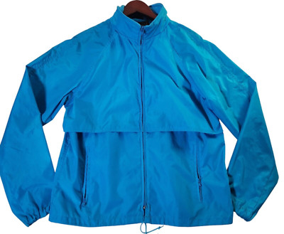 Vintage Eddie Bauer Rain Jacket Men's M Sky Blue Full Zip Vented Hooded