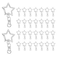 30 Pcs Metal Spring Snap Keychain Clip, Star Shaped Swivel Key Ring, Silver