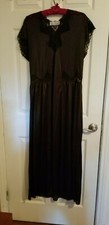 Vintage Vassarette Long Black Nightgown by designer Monika Tilley 70s-80s SZ M