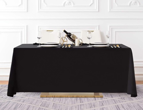 Stain Resistant 90x156 Inch Black Tablecloths - Perfect for Weddings & Banquets - Picture 4 of 10