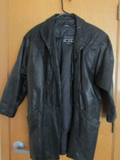 Gino Di Giorgio By Comint Coat Black Leather Design Texture Buttons Lined X/s
