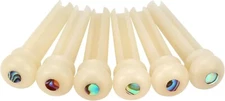 6 Unbleached Natural Bone Guitar Bridge Pins with Abalone Dot Inlay