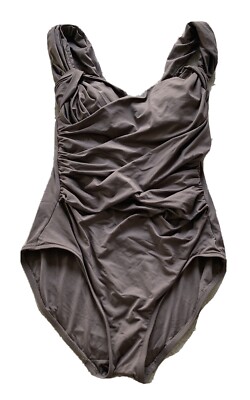 Maillot De Bain Une Pièce Badgley Mishka - Taille 6 (S), Brun, Croisé Dos, Occasion Très Bon état