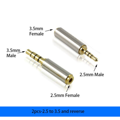 2.5mm Female to 3.5mm Male Stereo Audio Headphone Jack Adapter Converter 2pcs - Picture 1 of 4