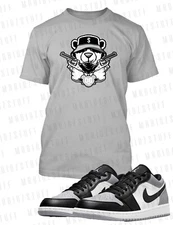 Graphic OG Bear Gun Sneaker Tee Shirt J1 Low Smoke Gray Pro Club Shaka Sport T