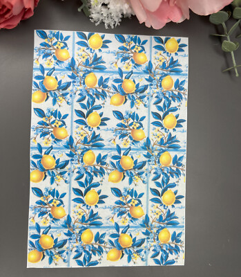 Zitronen Nr.4 Transferpapier Polymer Clay | Zitronenmuster wasserlösliches Papier