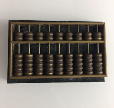 SMALL VINTAGE BRASS ABACUS ON MARBLE BASE PAPERWEIGHT DESK ACCESSORY