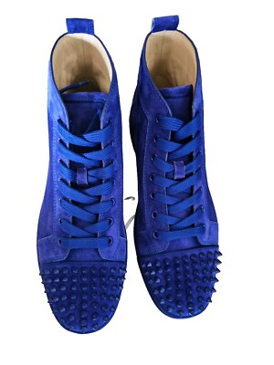 CHRISTIAN LOUBOUTIN Royal Blue Suede LOU Spikes Orlato High-Top