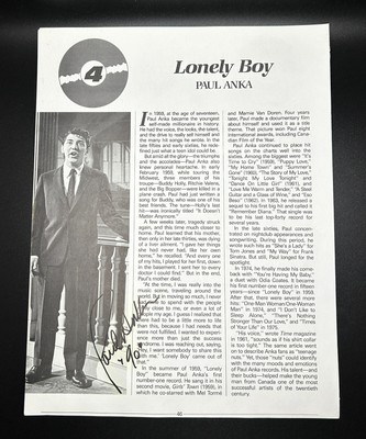 Paul Anka Singer Original Signed Autograph Magazine Page