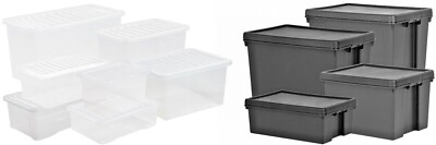 24L/25L/36L/37L/45L/62L/92L/110L Kunststoff Aufbewahrungsboxen mit Deckel Umzug