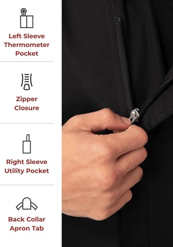 Men's Tailored Chef Coat - Lightweight, Cool Vent Design for Culinary Excellence - Picture 7 of 8